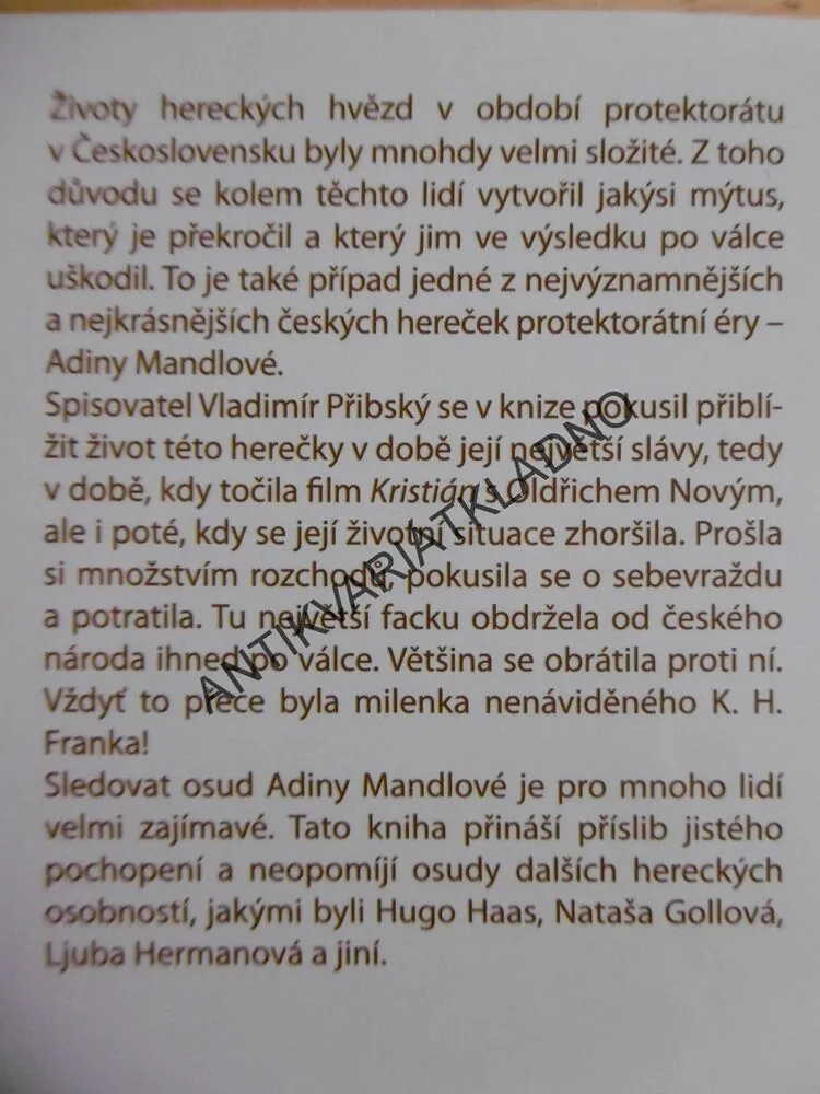 ADINA MANDLOVÁ, PŘÍBĚH ČESKÉ HVĚZDY, VLADIMÍR PŘIBSKÝ, **an