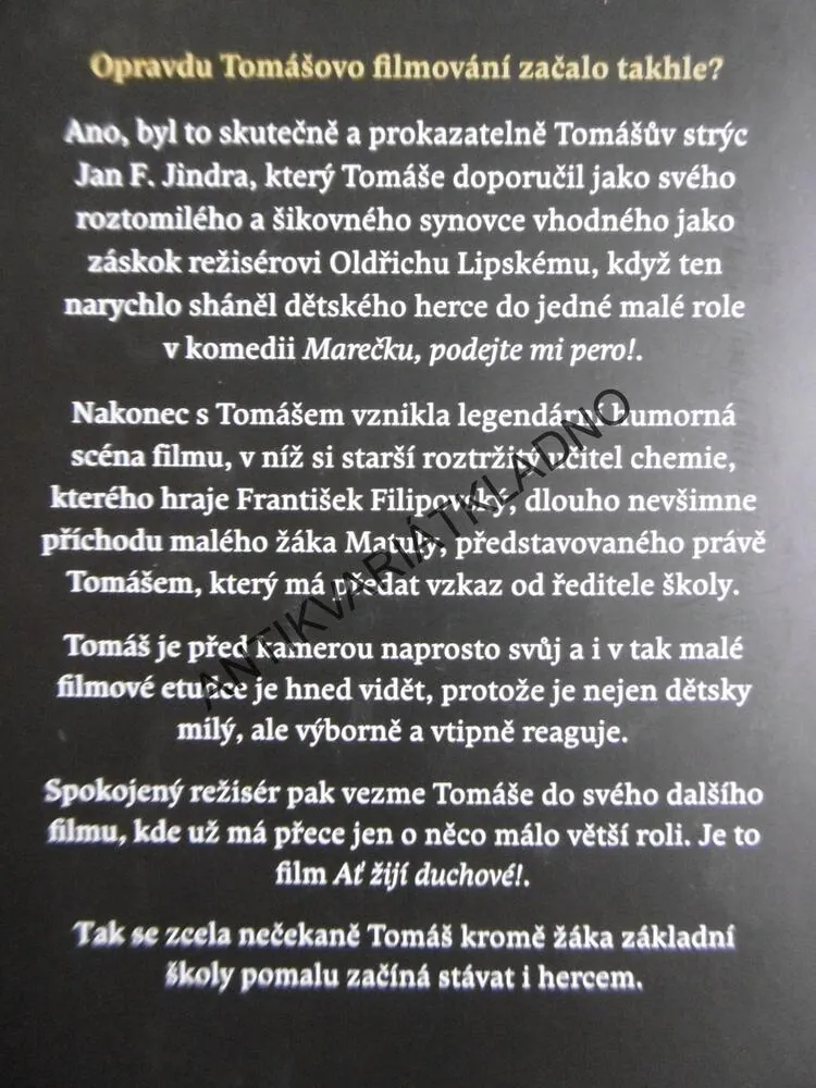 JMENUJU SE TOMÁŠ, OTA KARS, TOMÁŠ HOLÝ, HEREC FILM, **an