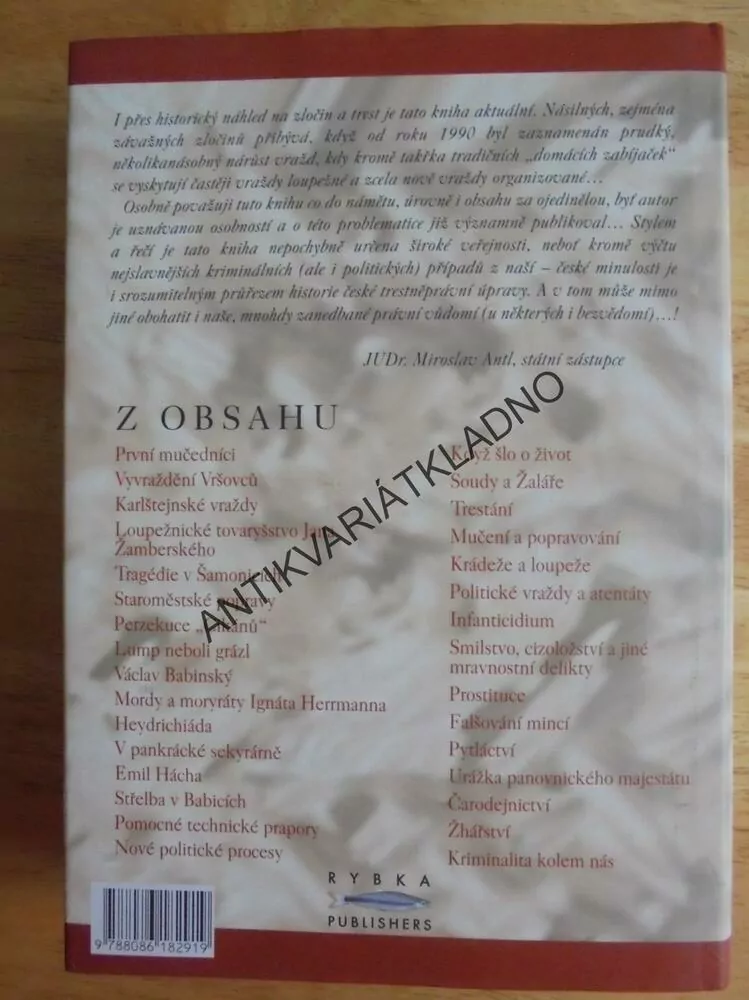 ZLOČIN A TREST V ČESKÝCH DĚJINÁCH, PAMĚTI 1. KATA,JINDŘICH FRANCEK, **an