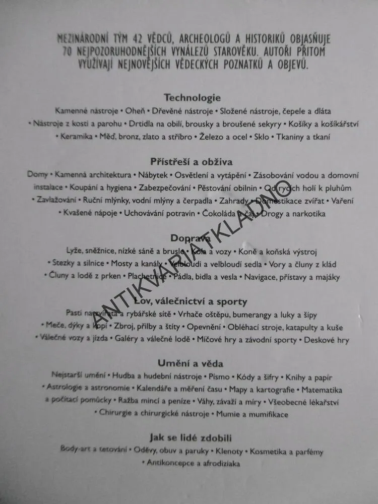 SEDMDESÁT VELKÝCH VYNÁLEZŮ STAROVĚKU, BRIAN M. FAGAN, **an