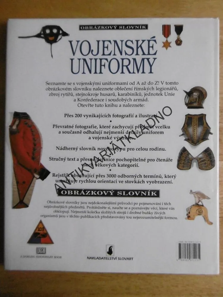 VOJENSKÉ UNIFORMY, OBRÁZKOVÝ SLOVNÍK , **an