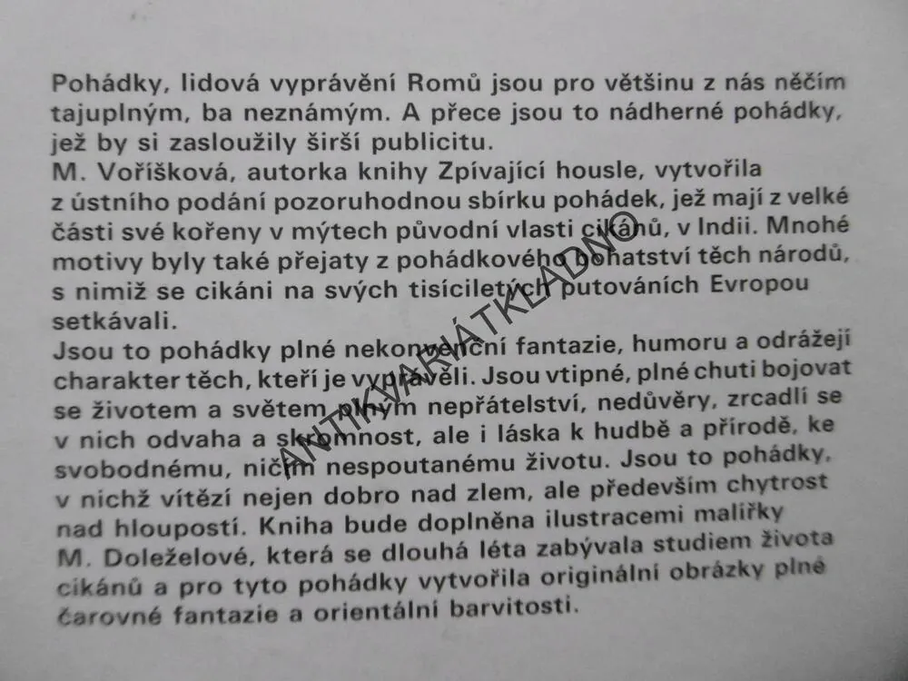 ZPÍVAJÍCÍ HOUSLE, CIKÁNSKÉ POHÁDKY, VOŘÍŠKOVÁ, DOLEŽALOVÁ,1991, **an