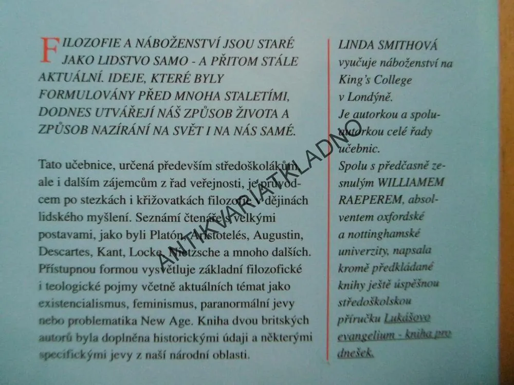 ÚVOD DO SVĚTA IDEJÍ, WILLIAM RAEPER, LINDA SMITHOVÁ, **an