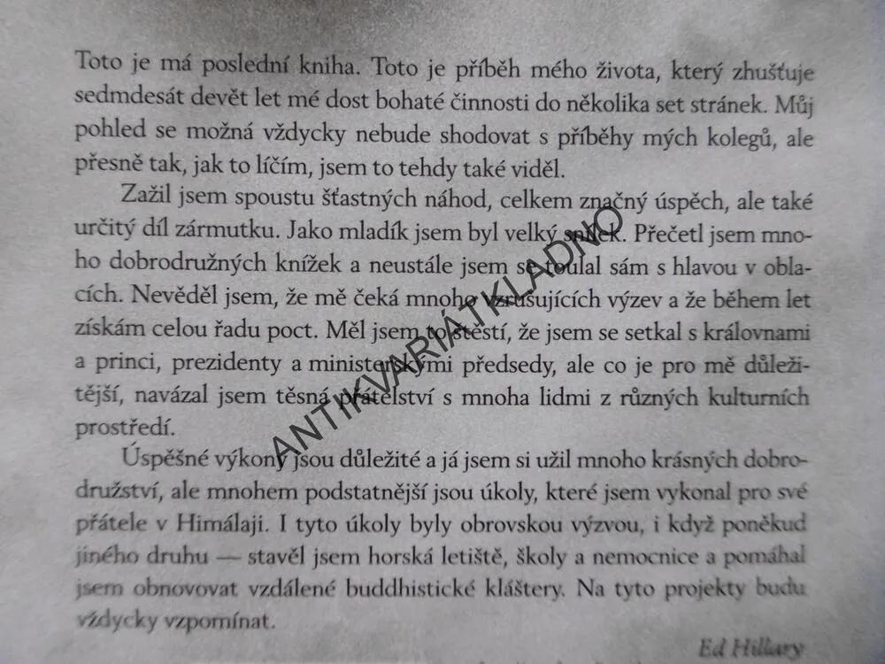 POHLED Z VRCHOLU, SIR EDMUND HILLARY, **an