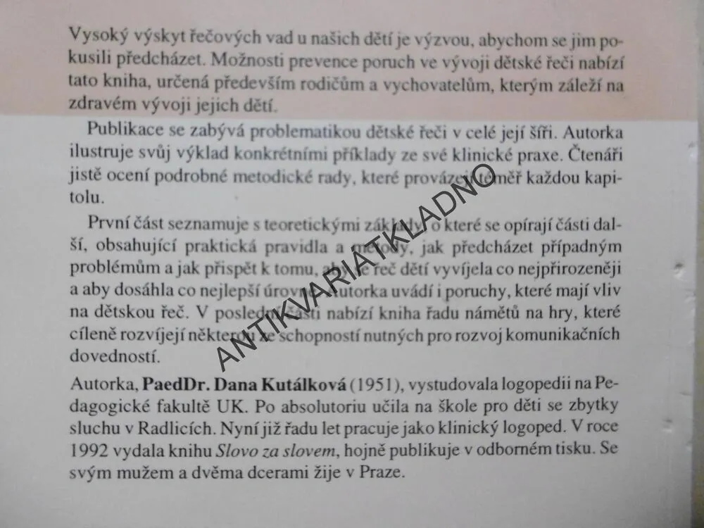LOGOPEDICKÁ PREVENCE, DANA KUTÁLKOVÁ, **an