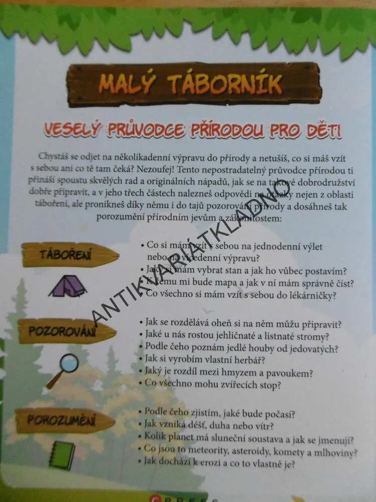 MALÝ TÁBORNÍK, VESELÝ PRŮVODCE PŘÍRODOU PRO DĚTI, **an