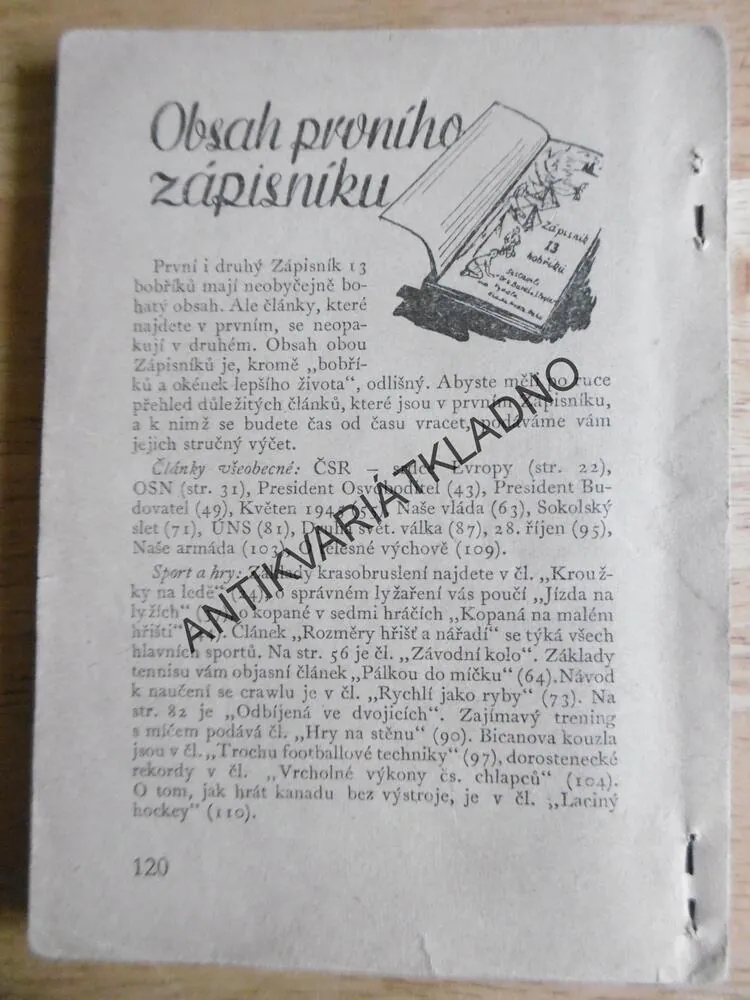 DRUHÝ ZÁPISNÍK 13 BOBŘÍKŮ, JUNÁK , SKAUT, 