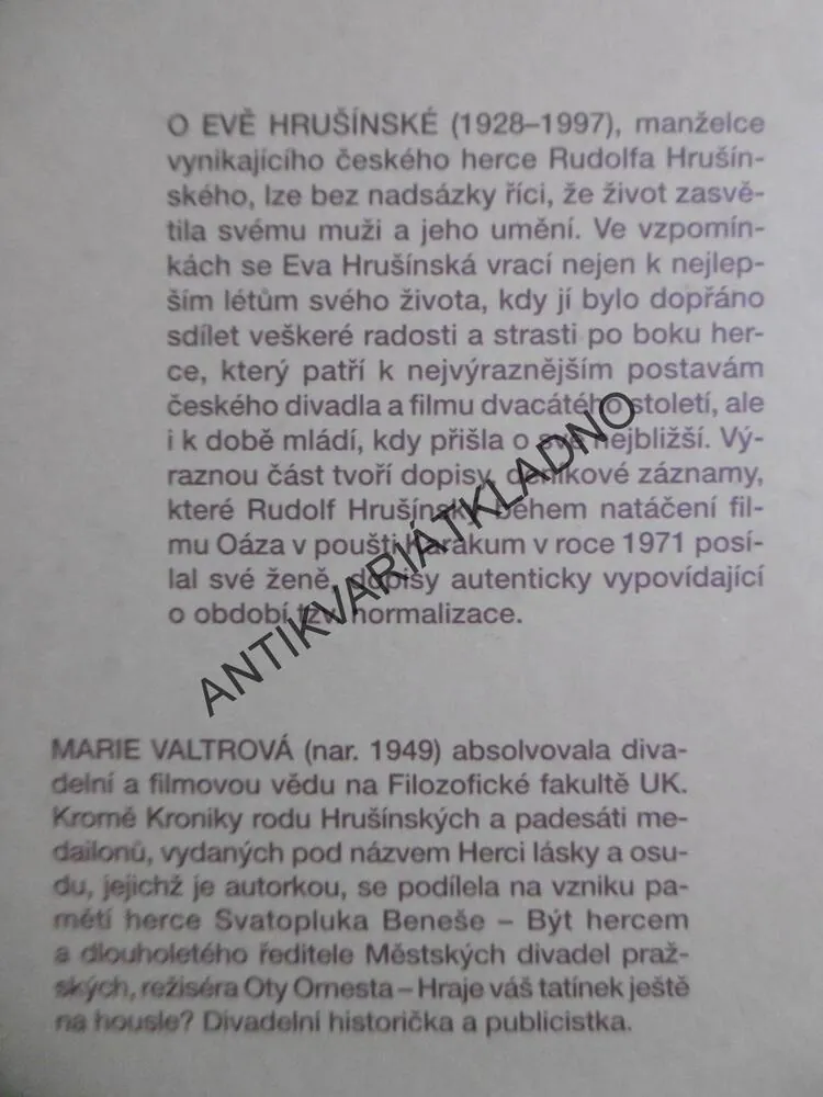 EVA HRUŠÍNSKÁ VZPOMÍNÁ, JAN HRUŠÍNSKÝ,, **an