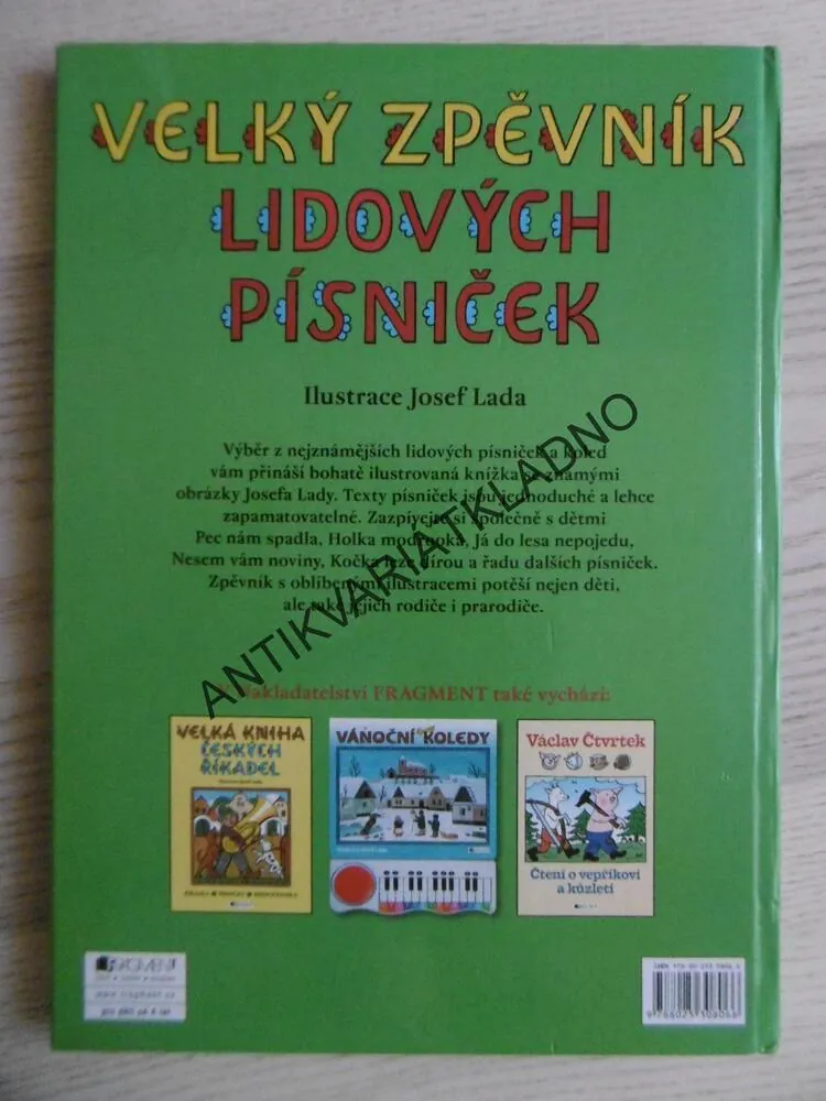 VELKÝ ZPĚVNÍK LIDOVÝCH PÍSNIČEK, JOSEF LADA,, **an