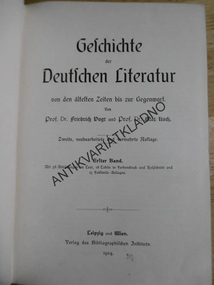 HISTORIE NĚMECKÉ LITERATURY, NĚMECKY,15 LITOGRAFIE, 1904