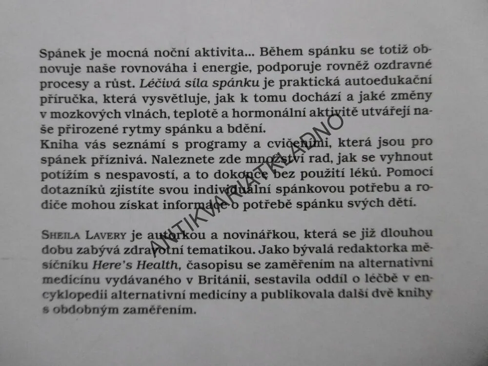 LÉČIVÁ SÍLA SPÁNKU, SHEILA LAVERY, **an