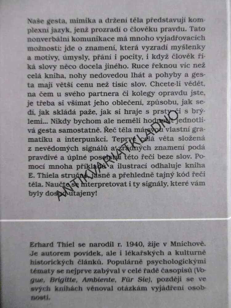 MLUVÍME TĚLEM, ERHARD THIEL, ŘEČ TĚLA PROZRADÍ VÍC NEŽ TISÍC SLOV, **an