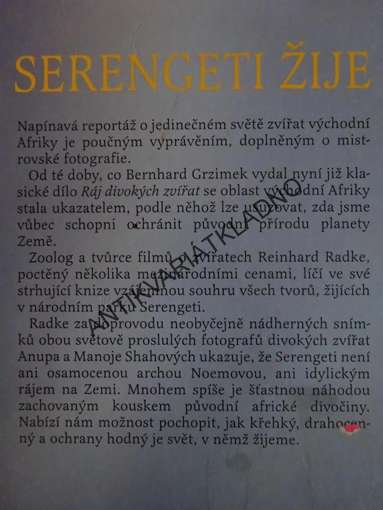 SERENGETI, POHLED DO AFRICKÉ DIVOČINY, REINHARD RADKE, **an