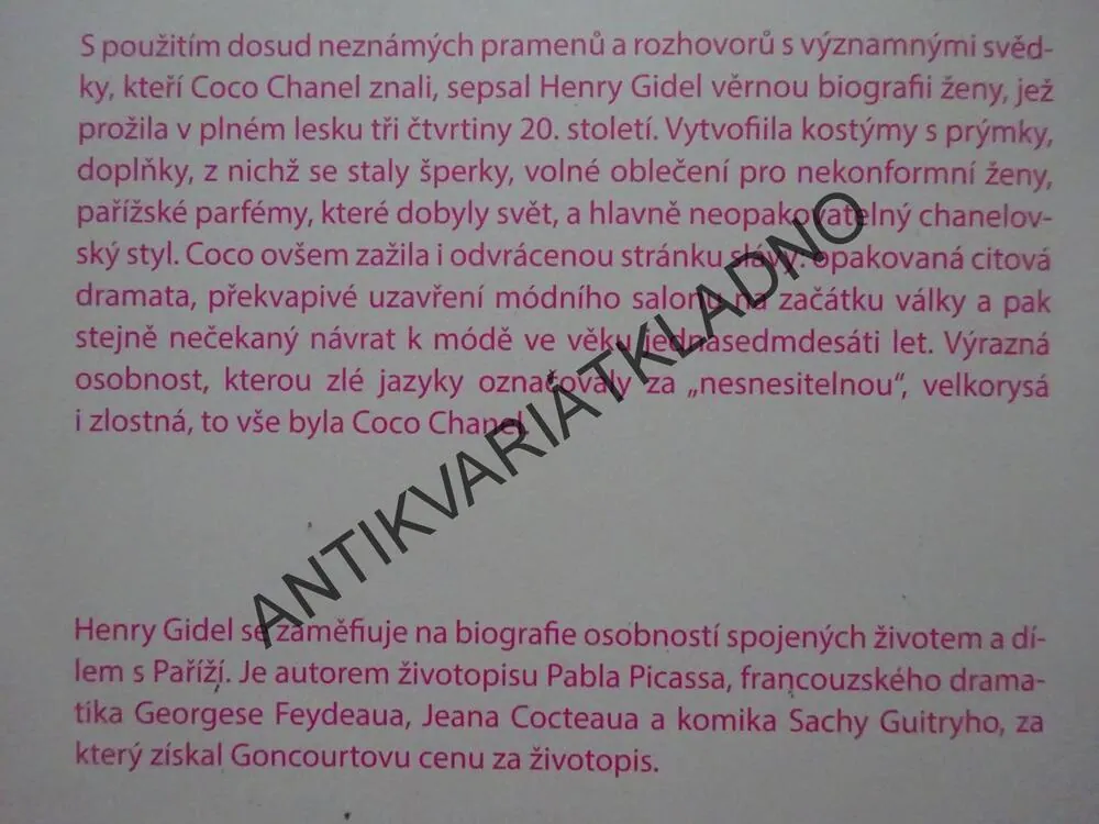 COCO CHANEL, HENRY GIDEL, **an