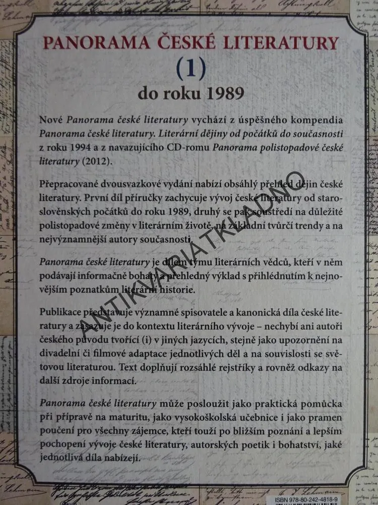 PANORAMA ČESKÉ LITERATURY (1), DO ROKU 1989, LUBOMÍR MACHALA A KOL.
