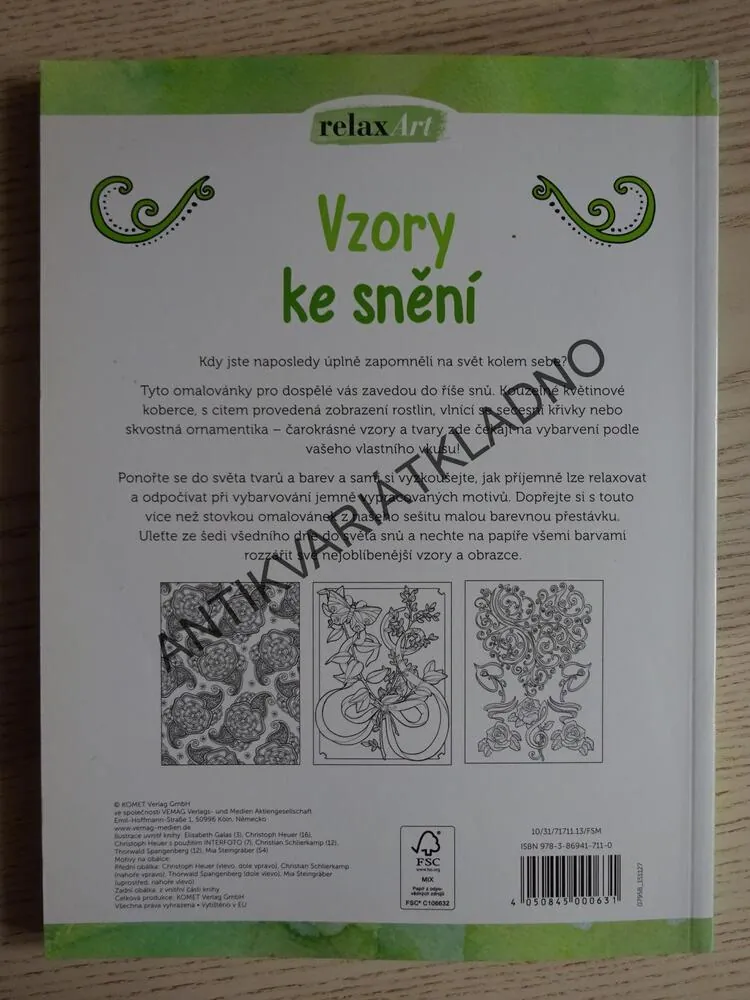 VZORY KE SNĚNÍ, RELAXAČNÍ MALOVÁNÍ, RELAXART, **an