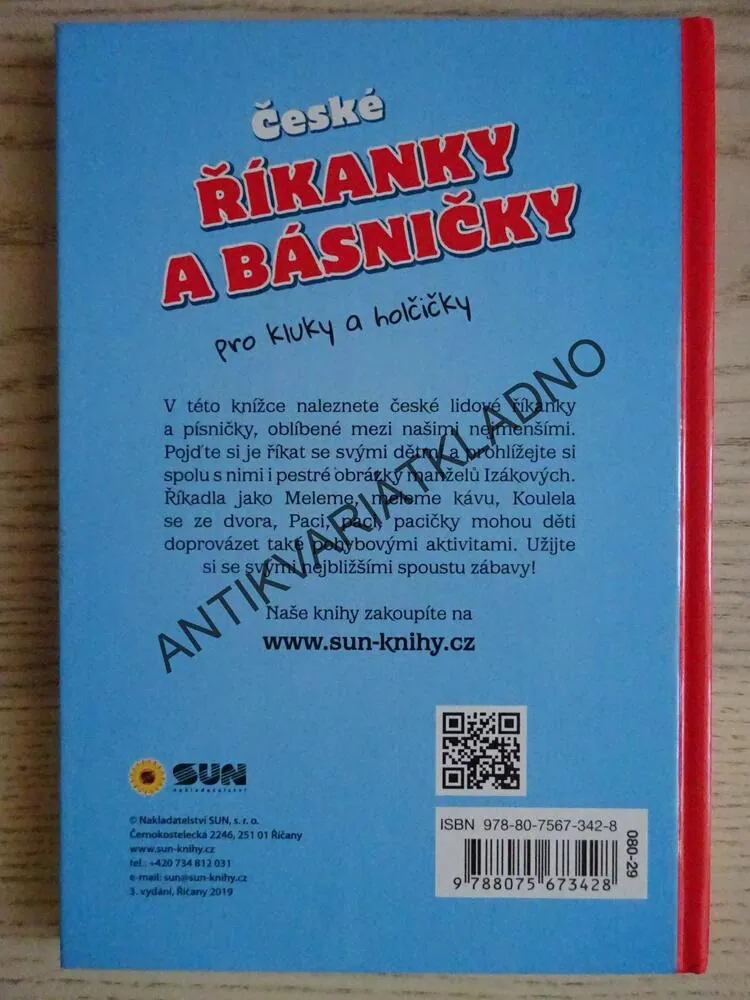 ČESKÉ ŘÍKANKY A BÁSNIČKY PRO KLUKY A HOLČIČKY, **an
