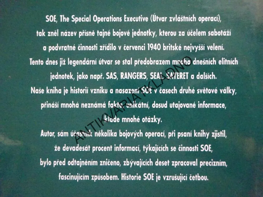 S. O. E. SBOR PRO SPECIÁLNÍ OPERACE, M. R. D. FOOT, **an