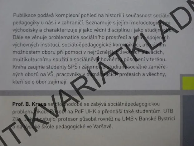 ZÁKLADY SOCIÁLNÍ PEDAGOGIKY, BLAHOSLAV KRAUS, **an