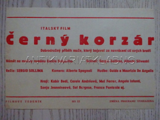 ČERNÝ KORZÁR, FILMOVÝ LETÁK