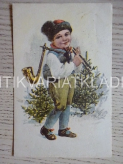 VÁNOCE, STROMEČEK, CHLAPEC, DUDY, ZIMA, SNÍH