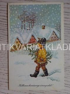VESELÉ VÁNOCE, DÍTĚ, STROMEČEK, VESNICE, SNÍH, CHALOUPKA