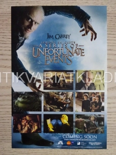 LEMONY SNICKET'S: ŘADA NEŠŤASTNÝCH PŘÍHOD, J. CARREY, FILMOVÝ LETÁK SAMOLEPKY!!!