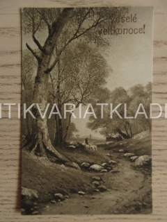 VESELÉ VELIKONOCE, SVÁTEK, CESTA, STROM, POHLEDNICE 633