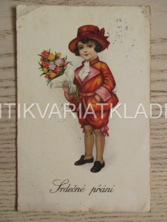 SRDEČNÉ PŘÁNÍ, KLUK, PUGET, KVĚTINY, POHLEDNICE 662