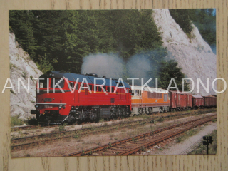 MOTOROVÁ LOKOMOTIVA T 679.1168, ŽELEZNICE, STANICE HARMANEC-JASKYŇA, POHLEDNICE 701