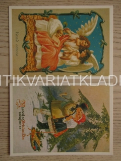 VESELÉ VÁNOCE, PŘÁNÍ, ANDĚLÍČCI, JMELÍ, 2X POHLEDNICE 727