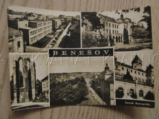 BENEŠOV, JIRÁSKOVA ULICE, GYMNÁZIUM, ZŘÍCENINA CHRÁMU, NÁMĚSTÍ, ZÁMEK KONOPIŠTĚ, OKRES BENEŠOV, POHLEDNICE 863