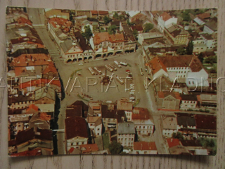 DVŮR KRÁLOVÉ NAD LABEM, POHLED Z LETADLA NA NÁMĚSTÍ, VETERÁN - AUTOBUS, OKRES TRUTNOV, POHLEDNICE 912