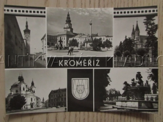 KROMĚŘÍŽ, RADNICE, NÁMĚSTÍ, KOSTEL, ZAHRADA, OKRES KROMĚŘÍŽ, POHLEDNICE 957