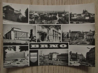 BRNO - ŠPILBERK, CELKOVÝ POHLED, PETROV, DIVADLO, HOTEL INTERNATIONAL, NÁMĚSTÍ SVOBODY, NÁDRAŽÍ, VETERÁN, OKRES BRNO, POHLEDNICE 1004
