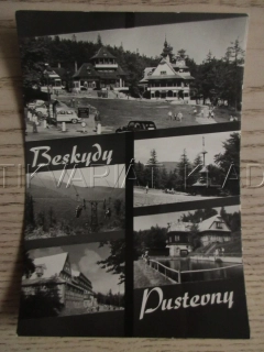 BESKYDY, PUSTEVNY NA RADHOŠTI, REKREAČNÍ STŘEDISKO, KOUPALIŠTĚ, PENZION SKALÍKOVA LOUKA, LANOVKA, VETERÁN, OKRES VSETÍN, POHLEDNICE 1024