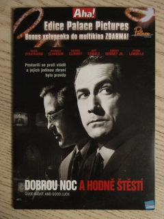 DOBROU NOC A HODNĚ ŠTĚSTÍ, D. STRATHAIRN, G. CLOONEY, DVD FILM