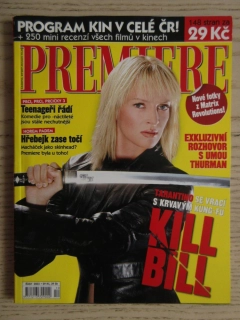 FILMOVÝ ČASOPIS PREMIERE, KILL BILL, Q. TARANTINO, U. THURMAN, J. CARREY, J. TRAVOLTA, 10/2003