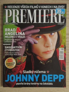 FILMOVÝ ČASOPIS PREMIERE, J. DEPP, T. BURTON, KARLÍK A TOVÁRNA NA ČOKOLÁDU, W. FERRELL, PAN A PANÍ SMITHOVI, SRPEN/2005
