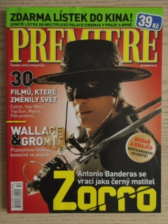 FILMOVÝ ČASOPIS PREMIERE, A. BANDERAS, ZORRO: NÁVRAT MSTITELE, J. RENO, KAMARÁDI DO DEŠTĚ, ŘÍJEN/2005