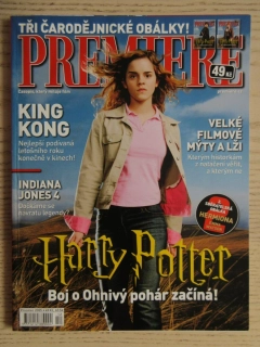 FILMOVÝ ČASOPIS PREMIERE, HARRY POTTER A OHNIVÝ POHÁR, D. RADCLIFFE, K. RODEN, K. DUNST, KING KONG, INDIANA JONES 4, PROSINEC/2005