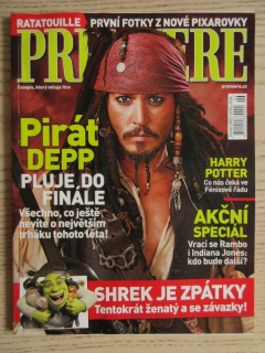 FILMOVÝ ČASOPIS PREMIERE, PIRÁTI Z KARIBIKU 3, J. DEPP, RATATOUILLE, CH. SEVIGNY, SHREK TŘETÍ, B. WILLIS, ZODIAC, STŘIHORUKÝ EDWARD, ČERVEN/2007