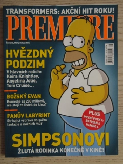FILMOVÝ ČASOPIS PREMIERE, SIMPSONOVI VE FILMU, BOŽSKÝ EVAN, TRANSFORMERS, POMÁDA, S. CARELL, J. MOORE, SRPEN/2007