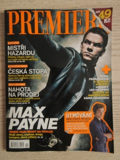 FILMOVÝ ČASOPIS PREMIERE, M. PAYNE, JAMES BOND, L. DICAPRIO, ANGLICKÉ JAHODY, T. CRUISE, LISTOPAD/2008