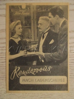OBCHOD ZA ROHEM, M. SULLAVAN, J. STEWART, F. MORGAN, FILM USA, FILM KURIER VBŠ Č. 270