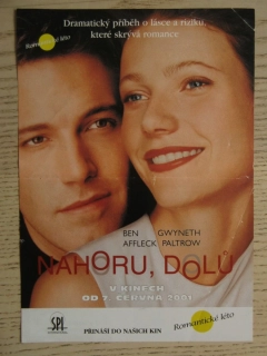 NAHORU, DOLŮ, B. AFFLECK, G. PALTROW, OBOUSTRANNÝ FILMOVÝ LETÁK