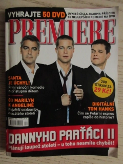 FILMOVÝ ČASOPIS PREMIERE, DANNYHO PARŤÁCI II, B. PITT, T. HANKS, M. MONROE, PROSINEC/2004