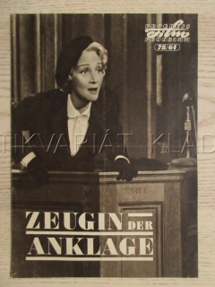 SVĚDEK OBŽALOBY, T. POWER, M. DIETRICH, CH. LAUGHTON, FILM USA, FILM KURIER VBŠ Č. 78/64