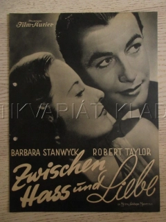 HIS BROTHER'S WIFE, B. STANWYCK, R. TAYLOR, J. HERSHOLT, FILM USA, FILM KURIER VBŠ Č. 2676