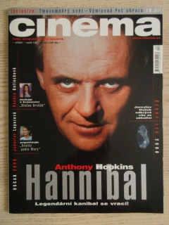 FILMOVÝ ČASOPIS CINEMA, Č. 4/2001, ANTHONY HOPKINS, HANNIBAL, EML JANNINGS, ANDIE MAXDOWELL, JANET GAYNOR, MICHAEL CAINE, ROBERT REDFORD AJ.